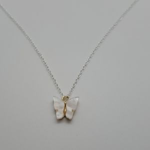 Handmade white butterfly necklace